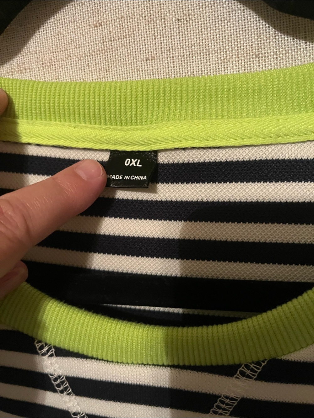Striped Crewneck Sweatshirt with Lime Trim - Black & Lime - Picture 2 of 5